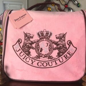 NWT Juicy Couture Pink w/ Scottie Dogs Hanging Cosmetic Bag w/ Travel Bottle